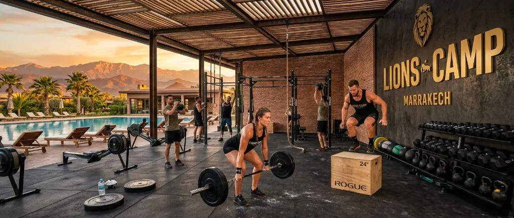 Lions Camp CrossFit — open-air functional training with branded wall