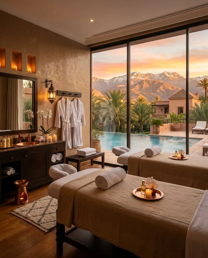 Thai massage — dual treatment room with mountain and pool view