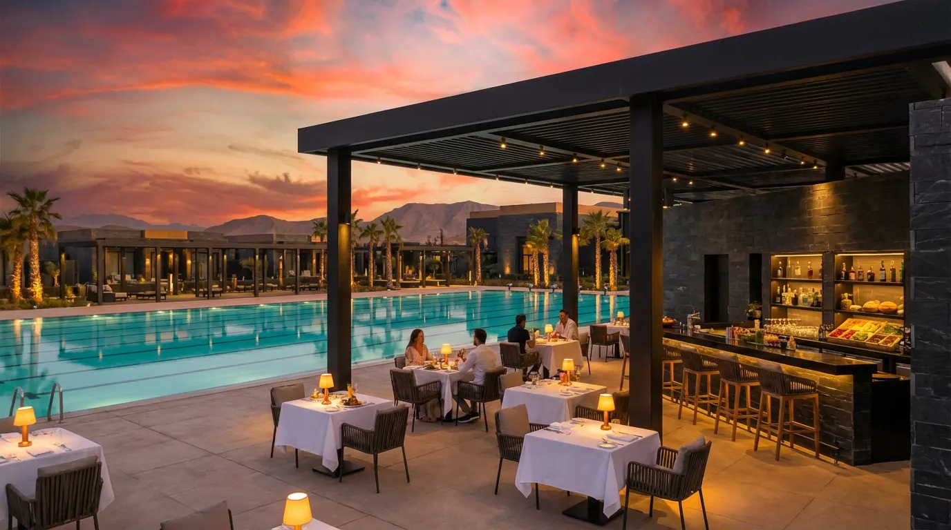 Poolside restaurant and protein bar